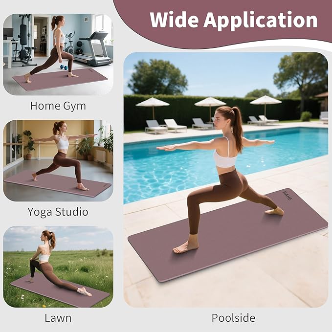 HAHE Non Slip Yoga Mat Wide, (72"L X 32"W, 0.24" Thick) Large Fitness Exercise Mat with Carrying Strap, Eco-Friendly POE Yoga Mats for Home, Gym, Pilates, Stretching