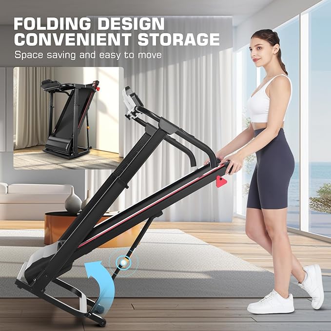 Treadmill with Desk Workstation & Adjustable Height, 300 LBS Weight Capacity, Folding Treadmill with 3 Level Incline, Bluetooth Speaker & App, Portable 2.5HP Walking Pad with Desktop for Home Office