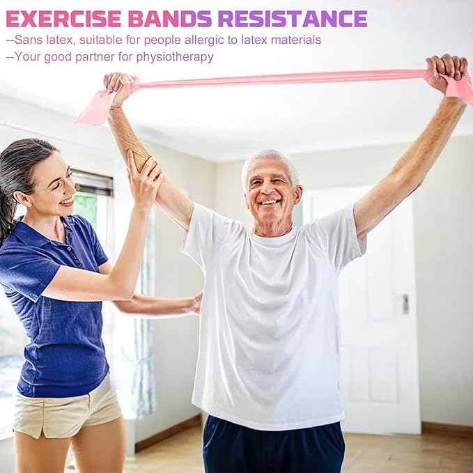 5 Pcs Resistance Bands, Professional Exercise Bands Elastic Stretch Bands for Fitness Yoga Pilates Stretching Strength Training, Workout Bands for Women and Men Home Gym