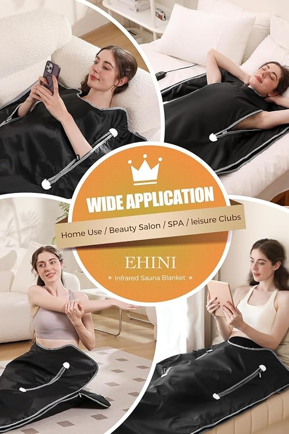 Infrared Sauna Blanket-Sauna Blanket for Home Use, Portable Design for Relaxation and Detoxification Highest 176℉, 20-60 Minutes Timer, 6 ft x 2.65 ft(Pitch-Black)