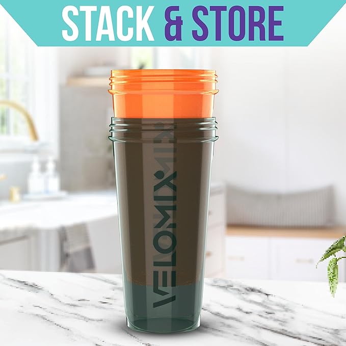'-2 Pack- 28 oz Protein Shaker Bottles for Protein Mixes - 2x Wire Whisk | Leak Proof Shaker Cups for Protein Shakes | Protein Shaker Bottle Pack | Shakers for Protein Shakes-Green&Orange