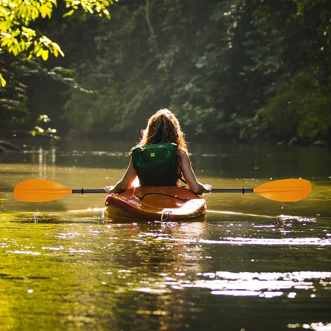 Abahub 1 x Carbon Kayak Paddles, 90.5 Inches Kayaking Oars for Boating, Canoeing with Free Paddle Leash, Carbon Fiber Shaft Black/Blue/Green/Orange/Yellow/White/Red Plastic Blades