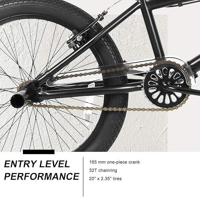 WEIZE Freestyle BMX Bike, 20 inch Trick Bicycle for Kids and Adults Men Women, Hi-Ten Steel Frame, 360 Degree Rotor Freestyle, 4 Pegs Single Speed Teen Bike, Beginner-Level to Advanced Riders