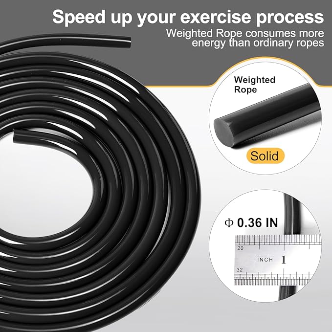 1LB Weighted Jump Ropes for fitness Women Men, Aluminum Handles for MMA, Boxing, CrossFit, Weight-loss Workouts, Tangle-Free Ball Bearing Rapid Speed Skipping Jump Rope with Adjustable 9mm Cotton & PVC Cord