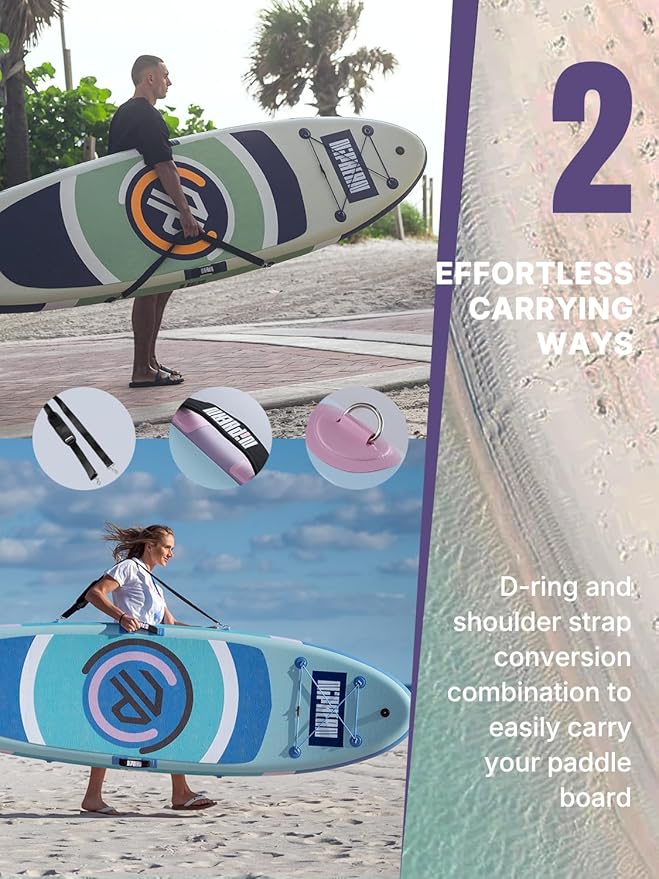 Niphean(Ultra-Light)Inflatable Paddle Board with (Beginner Friendly) StabilTrac Fin and Durable SUP Accessories, 10' Stand Up Paddle Boards for Adults & Youth, Versatile Yoga Paddle Board, Gift Ideas