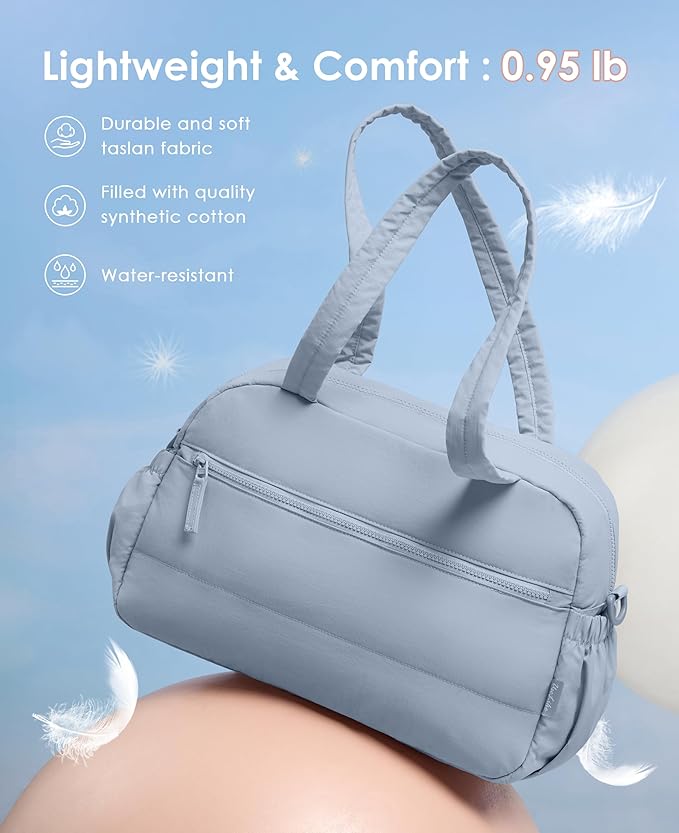 Gym Bag for Women, Travel Duffle Bags with Wet Pocket, Lightweight Carry on Bag Overnight Weekender Duffel Bag, Water Resistant (Haze Blue)