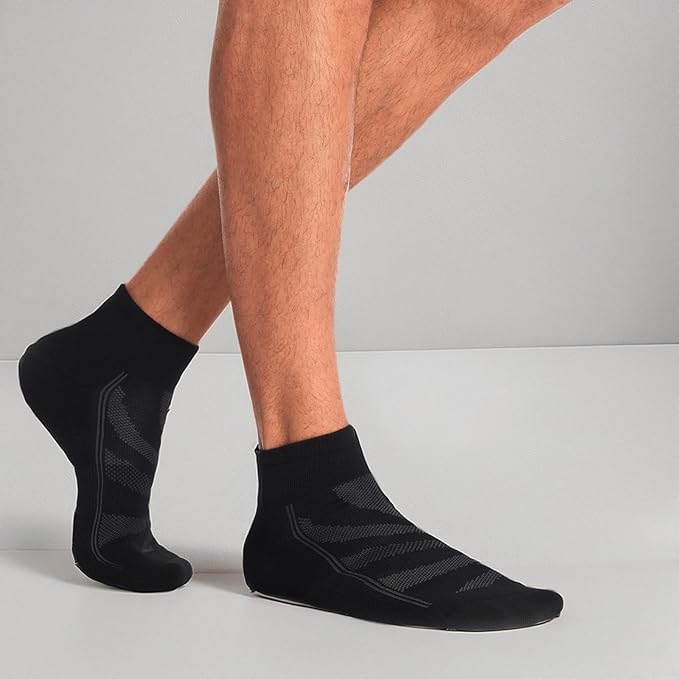 Lapulas 6 Pack Men's Ankle Socks with Cushion, Cotton Quarter Socks for Sport Training Running