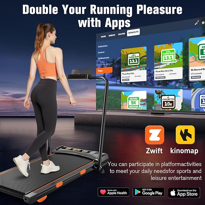 7.8MPH Incline Treadmill for Home, Walking Pad with Handle Bar, Under Desk Compact Treadmill with 350 Lbs Capacity, LED Display & APP, Remote Control, 3.0HP