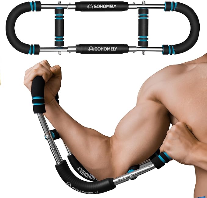 Twister Arm Trainer 40-90 lbs - Adjustable Chest, Arm & Upper Body Workout Bar for Home Gym Strength Training - Silent Resistance Power Twister by GOHOMELY