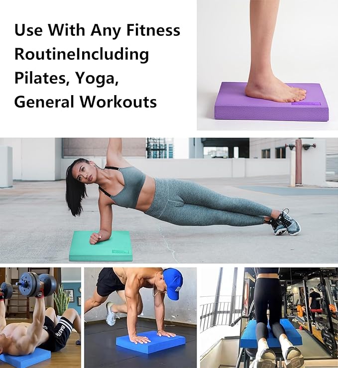 nuveti Large Balance Pad - TPE Non-Slip Mat for Fitness & Balance Exercises,Yoga, Physical Therapy, Knee Cushion Slip Resistant Foam Mat for Yoga & Balance Training, Board Foam for Strength Training, Kneeling Pads for Home Gym Exercise(20''x16''x2.4'')