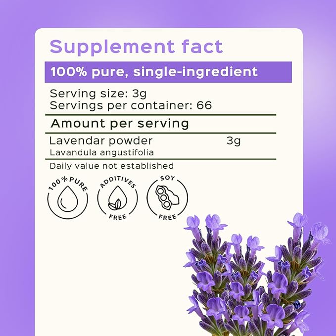 bixa BOTANICAL Lavender Powder for Drinks|Lavandula angustifolia|Lavender for Coffee, Baking, Lattes, Smoothies & Tea|Edible Culinary Powder|100% Pure,Non GMO, 140+ Years of Herbal Heritage, 200g/7oz