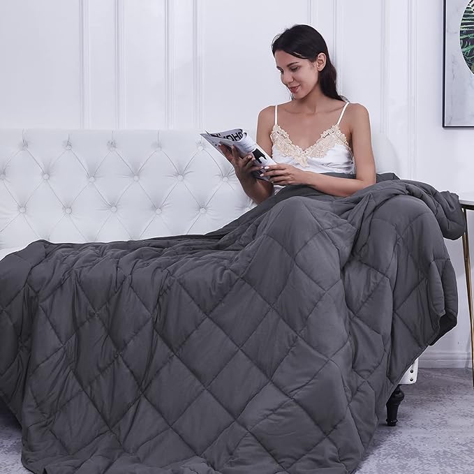 Weighted Blanket 20lbs 48"x72" Cooling Breathable Heavy Blanket Microfiber Material with Glass Beads for Adult All-Season Summer Fall Winter Soft Thick Comfort
