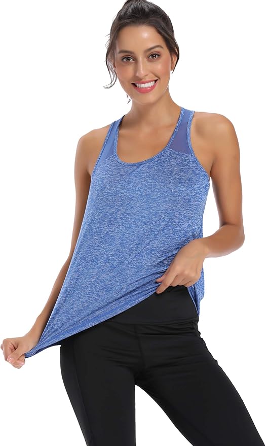 Aeuui Womens Workout Tops for Women Racerback Tank Tops Mesh Yoga Shirts Athletic Running Tank Tops Sleeveless Gym Clothes