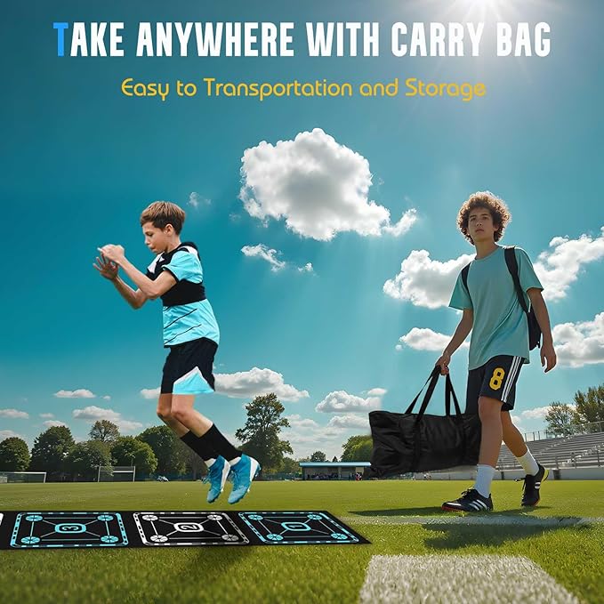 Agility Ladder Speed Training Equipment Set-15ft Non-Slip Agility Training Ladder, 10 Disc Cones, 5 Resistance Bands, Jump Rope, Rubber Ladder Mat for Soccer Footwork Drills Fitness Workouts