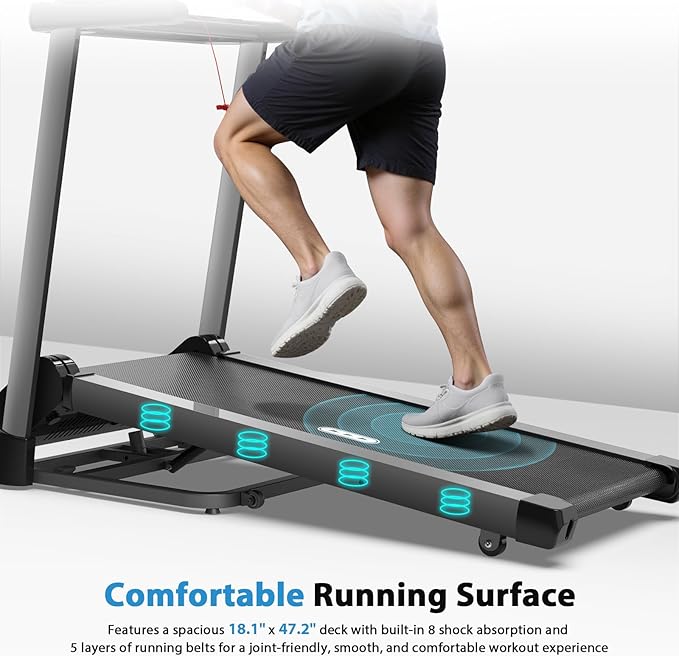 CIIHI Treadmill with Auto Incline - 400 LBS Capacity 15% Auto Incline Treadmill for Home - 0.5-12 MPH Foldable Running Machine with 47.2”x18.1” Belt, APP, Speaker, Speed & Incline Quick Button