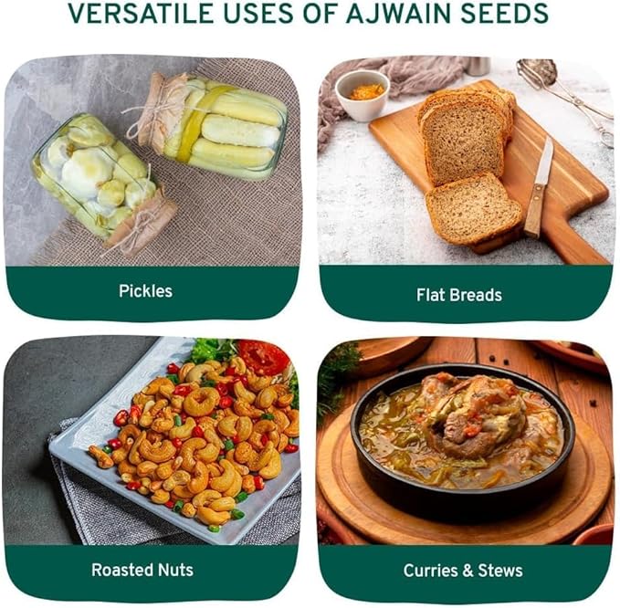 HANDPICK Ajwain Seeds (397g/14oz) Whole Carom Seeds | Vegan, Gluten free, Non GMO | Raw Carom Bishops, Indian Origin | Packed in Resealable Ziplock Pouch