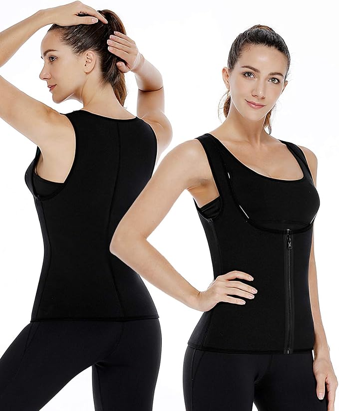 NonEcho Women Sauna Sweat Suit Sleeve Spa Cami Hot Neoprene Slimming Workout Vest Body Shaper Waist Trainer Top