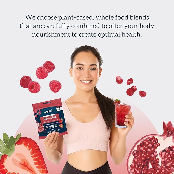 Organifi Red Juice - Energy Powder Reduces Afternoon Crashes and Boosts Digestion and Immune System, 90 Servings