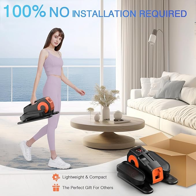 Under Desk Elliptical, Elliptical Leg Exerciser for Seniors, Home Portable Elliptical with Remote Control and 12 Adjustable Speeds, Electric Seated Pedal Exerciser