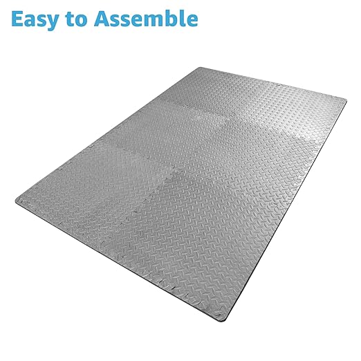 Art3d 48 Sq.Ft Eva Puzzle Exercise Mats, 24"x24" x 1/2" Thick Foam Interlocking Tiles for Flooring, Workout, Gym Equipments, Pack of 12, Grey