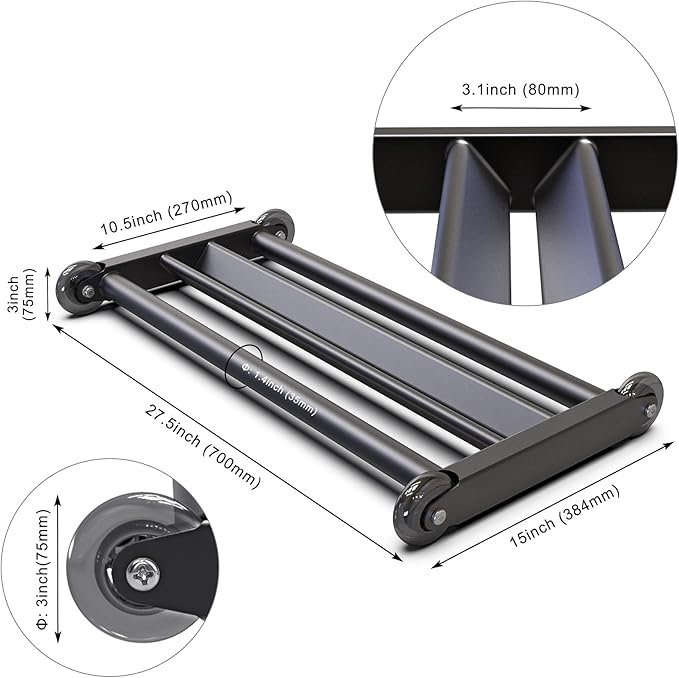 SELEWARE Glute Ham Glider Heavy Duty Ab Glute Glider Machine, Exercise Wheels for Smooth Hamstring Curl Abdominal and Leg Workouts, Multifunctional Ab Glute Machine for Home & Commercial Gym