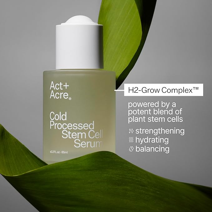Act+Acre Cold Processed Stem Cell Scalp Serum - Promotes Thicker and Fuller-Looking Hair - Soothes and Hydrates the Scalp - Sulphate and Paraben Free - Aloe Vera for Improved Scalp Health - 1 fl oz.