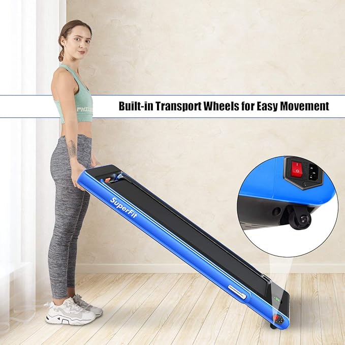 GYMAX Walking Pad, 2.25HP Foldable Treadmill with Smart App & Remote Control, Bluetooth LED Monitor, Small Spaces Compact Running Machine, Folding Portable Under Desk Treadmill for Home Office