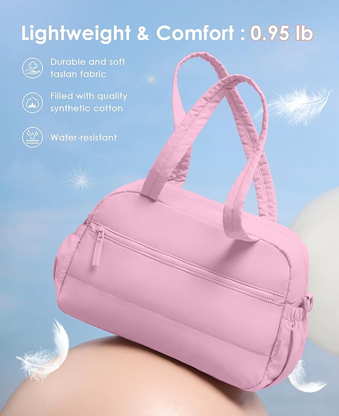 Gym Bag for Women, Travel Duffle Bags with Wet Pocket, Lightweight Carry on Bag Overnight Weekender Duffel Bag, Water Resistant (Bright Pink)