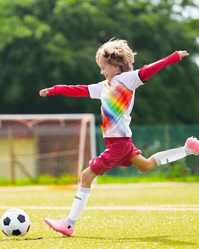 Gonex Soccer Shin Guards for Kids Adult, Youth Boys Girls Shin Guards Slip in Soccer Shin Pad Sleeves Canilleras for Football Games, EVA Cushion Protection Reduce Shocks & Injuries