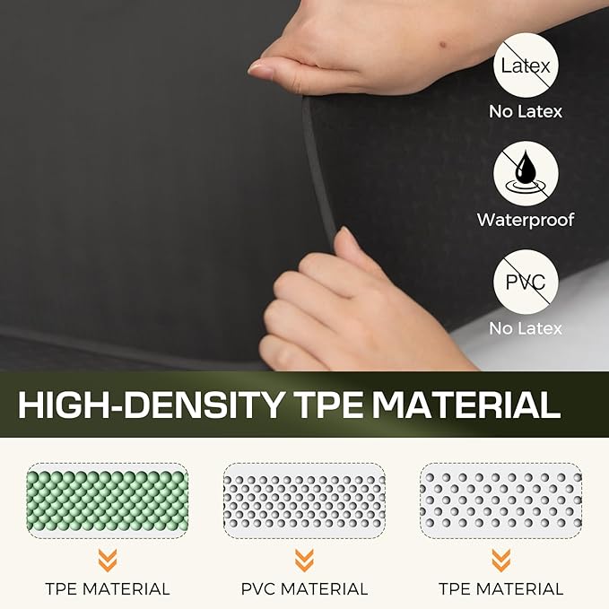 Yoga Mat Non Slip, Anti-Tear 3/16 Thick TPE Yoga Mats for Women and Men, 72"x24" Exercise & Fitness Mat with Carrying Strap, Workout Mats for Yoga, Pilates and Floor Exercise