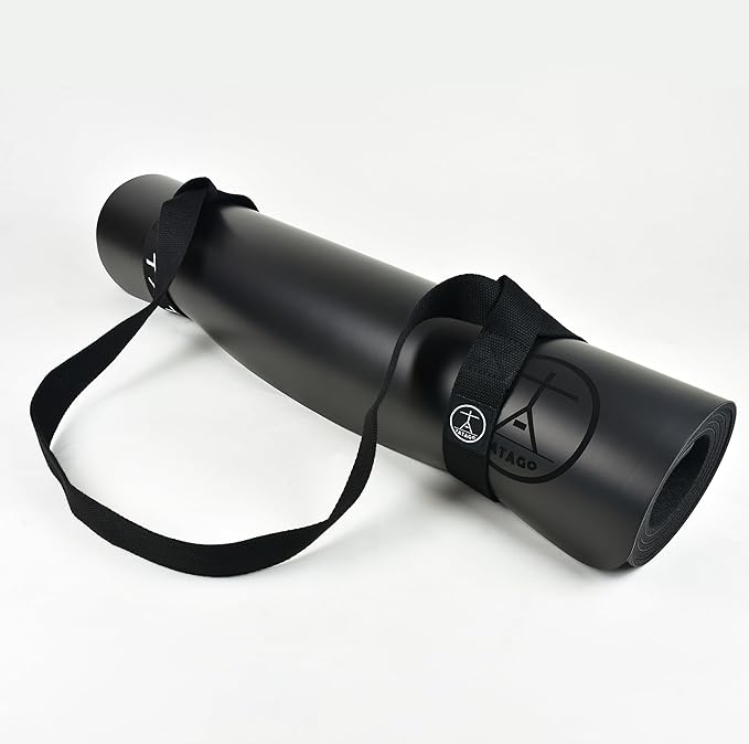 Tatago Hot Yoga Mat Non Slip-Professional Grade Natural Rubber Yoga Mat, Pliates Mat, Stretching Mat or exercise mats for home workout. Nonslip for Hot and Sweaty Classes. Includes Yoga Strap for Carrying and Stretching too.