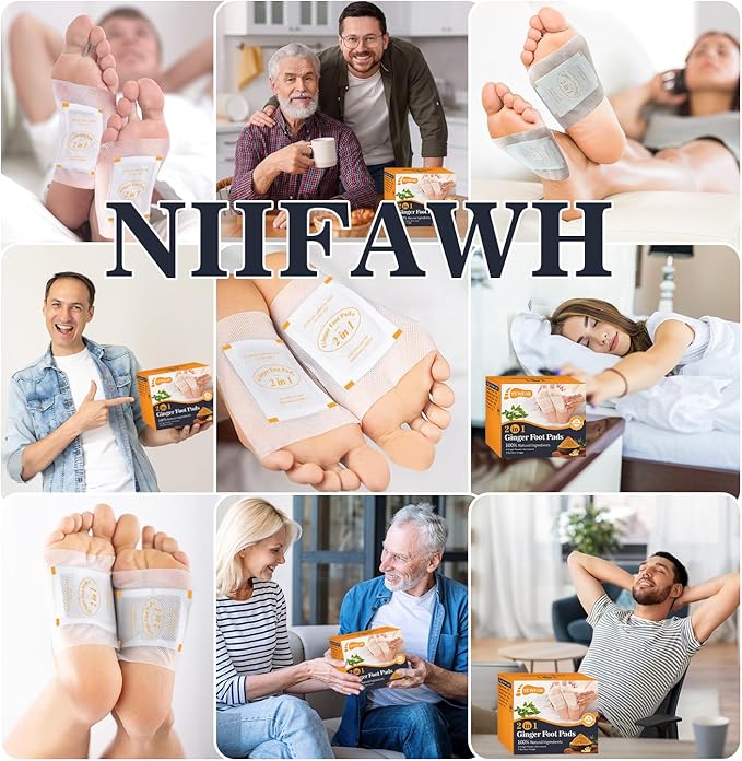 2 in 1 Foot Pads, Tear and Use Ginger Wormwood with Pure Natural Ginger Powder Bamboo Vinegar Wormwood, Bigger Adhesive ''Stay in Place'' All Night, 30 Pads