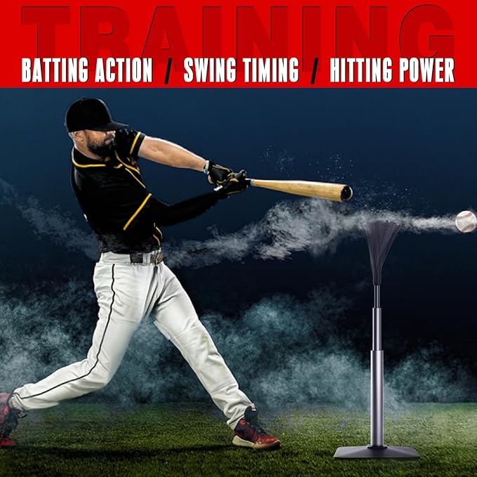 4-Prongs Ball Rest Batting Tee for Baseball and Softball, 23" to 44" Adjustable Baseball Tees for Hitting,Heave Duty Base Baseball Tee (No Included The Baseball)