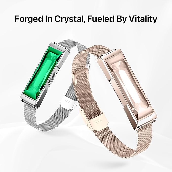 Smart Health Wristband, Wearable Activity & Fitness Tracker Band, 24/7 Sleep Tracker, All-Day Automatic Continuous Heart Rate Tracking, HRV Monitor, Blood Pressure, Stress, 2 Bands, with Free APP