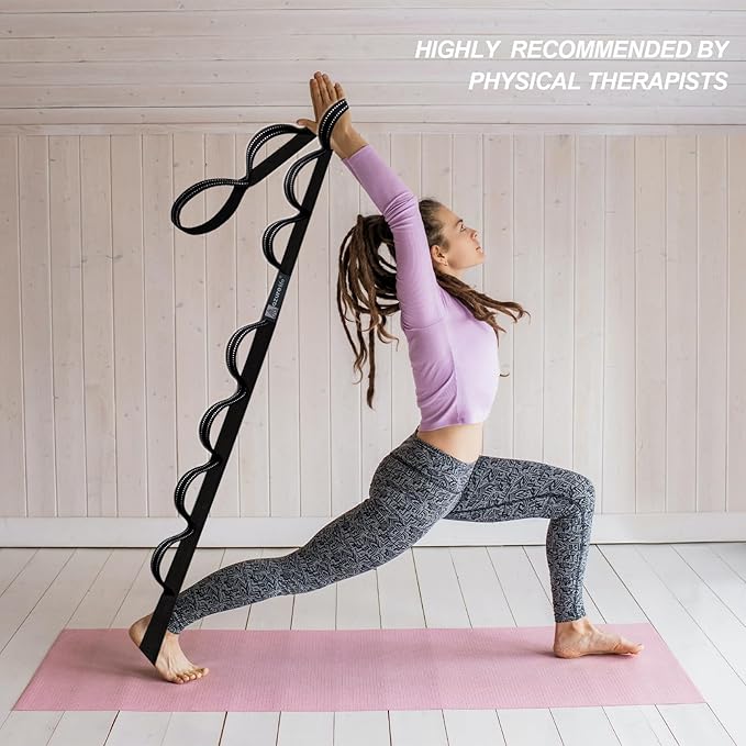 Premium Durable Stretch Straps with Loops, Stretching Strap for Physical Therapy, Multi-Loop Yoga Strap Fitness Exercise Strap for Yoga, Pilates, Dance, Flexibility&Exercise