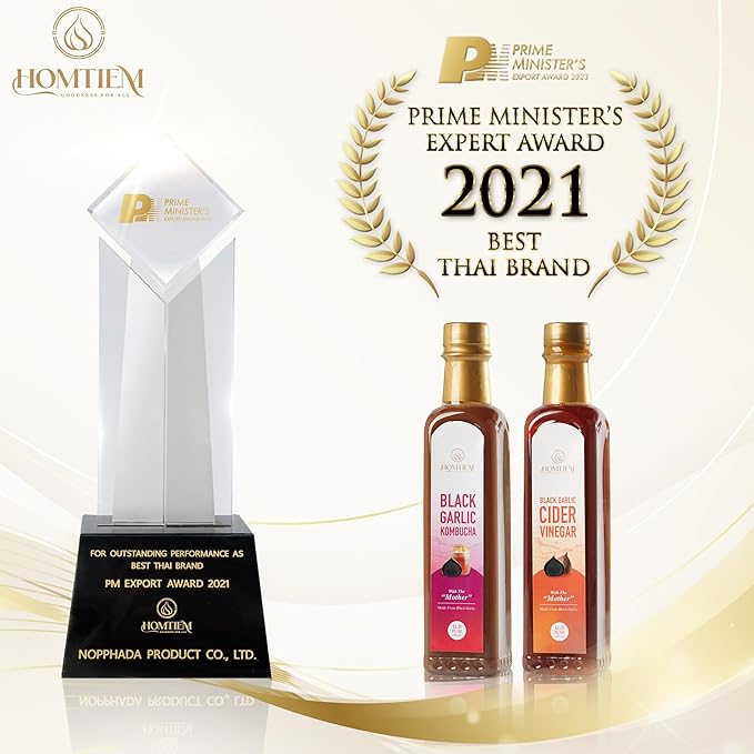 Homtiem Black Garlic Cider Vinegar – Naturally Fermented Vinegar Made with Black Garlic and Cider Vinegar, Gluten Free, Rich in Health Benefits, Ideal for Salad Dressings, Sauces, Drinks, and Healthy Recipes (350ml)