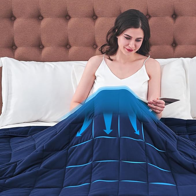 yescool King Size Weighted Blanket for Adults (30 lbs, 80” x 87”, Blue) Cooling Heavy Blanket for Sleeping Perfect for 290-310 lbs, Breathable Blanket for Adults & Couple All Season, Machine Washable