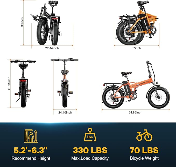 DriftGod Folding Electric Bike for Adults ā 1000W Motor, 20"x3" Fat Tire, 48V Removable Battery, All-Terrain E-Bike with 7-Speed, Front Suspension ā Powerful Foldable Ebike for Commuter