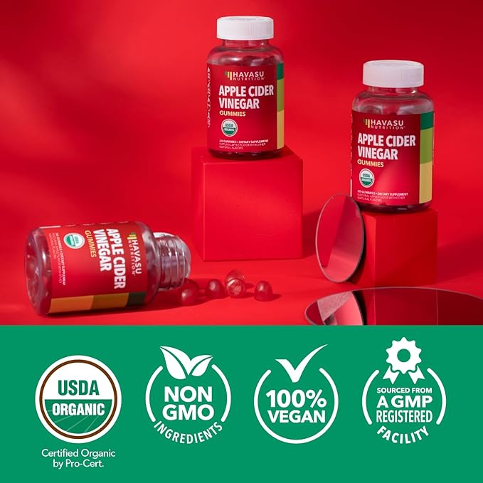 Apple Cider Vinegar Gummies - Organic ACV Vitamins for Digestive Health, Metabolism & Gut Support - 30 Count - Vegan, Non-GMO, Gluten-Free - Delicious Flavor & No Harsh Taste - 15 Day Supply