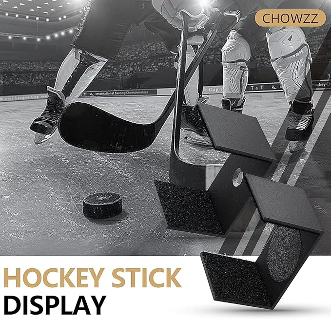 Hockey Stick Display Holder Wall Mount, Hockey Stick Storage Rack, Ice Hockey Stick Hangers for Hockey Room Decor Boys, Supports Vertical、Diagonal、Horizontal Display- Black