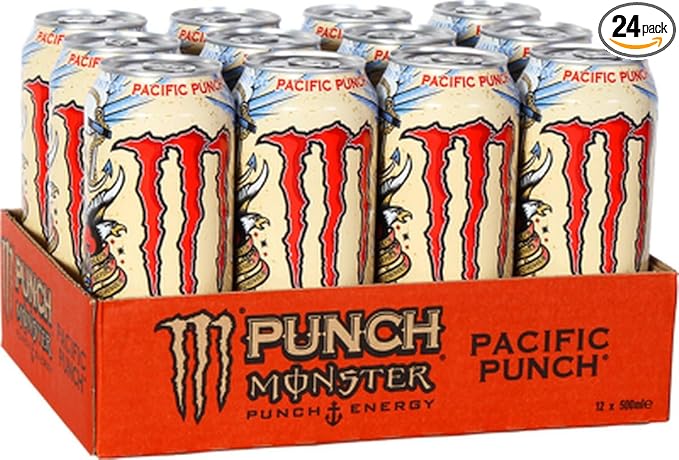 Juice Monster Pacific Punch, Energy + Juice, Energy Drink, 16 Ounce (Pack of 24)