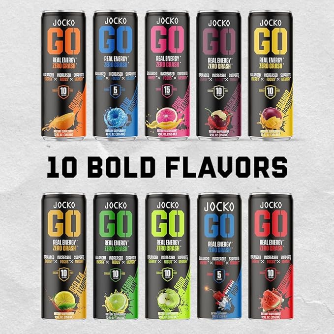 Jocko GO Energy Drink - Keto, Vitamin B12, Vitamin B6, Electrolytes, L Theanine, Magnesium- Energy Boost, Sugar Free Nootropic Monk Fruit Blend - 12 Pack (Sour Apple)