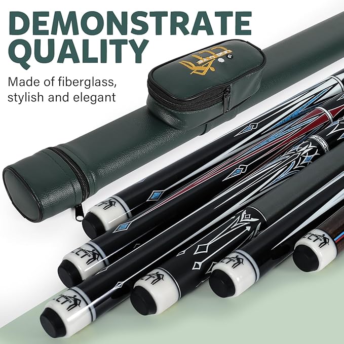 Professional 58" 2-Piece Maple Pool Cue, 18oz-21oz ??Durable and Lightweight Billiard Cue with Leather Case for Home and Tournament Play