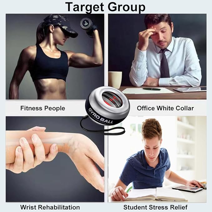 Auto-Start Power Gyro Ball, Wrist Trainer with Led Light, Strengthener and Forearm Gyro Ball Wrist Exerciser for Strengthen Arms,Fingers