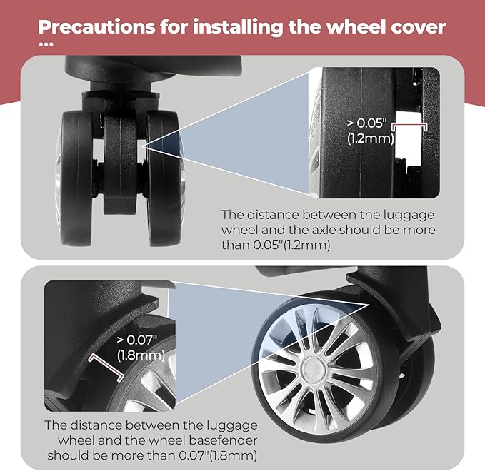 8 Pcs Upgrade Luggage Wheel Covers, Carry On Luggage Suitcases,Wear-Resistant, Anti-Noise, Silicone Wheel Protective Covers for 2-2.4" Spinner Wheel,Essential Travel Accessories (Brown)