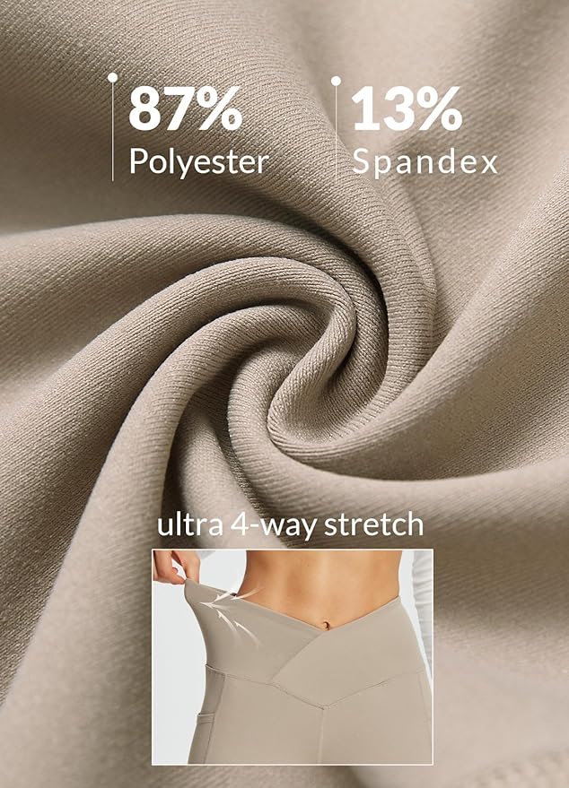 baleaf Women's V Crossover Flare Leggings with Pockets Yoga Pants High Waist Casual Workout Gym Bell Bottom Leggings