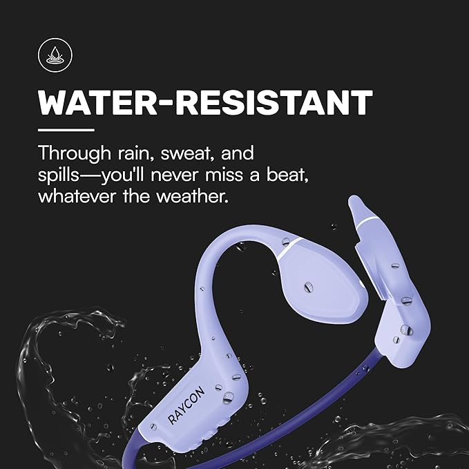 Raycon Bone Conduction Headphones, Open-Ear Bluetooth Sports Earbuds with Mic, IP68 Water Resistant Headset for Workout and Running, 13hr Playtime (Gray)