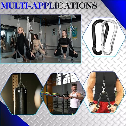 1.97" Spring Snap Hook Carabiners, 12 Pcs Galvanized Steel Black Small Carabiner Clip, Keychain Clip, Quick Link Key Chain for Hammock Swing Set Outdoor Travel, Camping, Fishing, Hiking