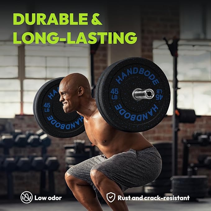 2-Inch Bumper Plates High Bounce, Olympic Weight Plate Set 45/100/160/190/260/300lb, Barbell Weight Plates Set for Home Gym, Colored Weights Rubber Strength Training Plate for Weight Lifting