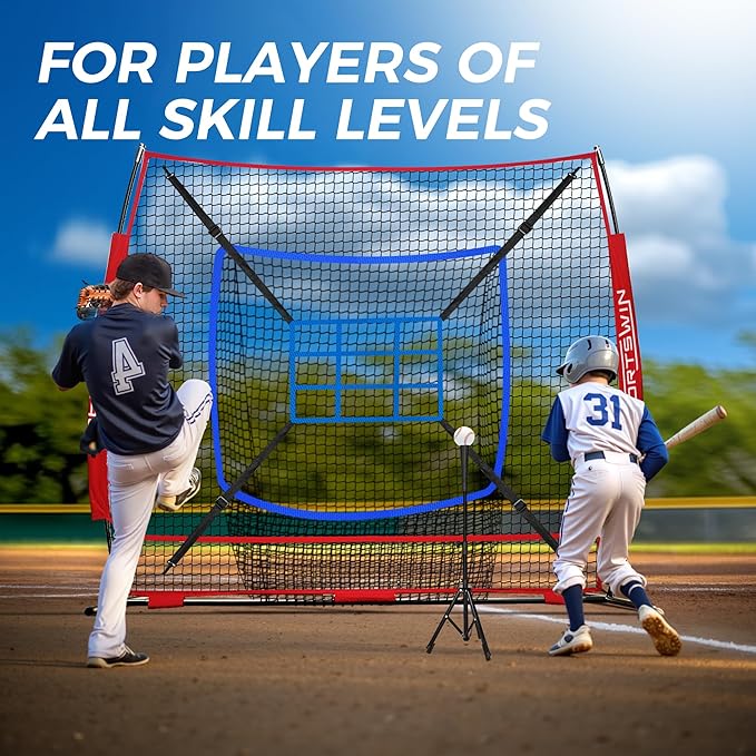 7x7 FT Baseball Net for Batting Pitching Hitting, with Strike Zone, Softball Net for Batting and Pitching, Baseball Practice Training Equipment for Kids Adult Youth